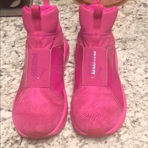 Rihanna pink high top shoes